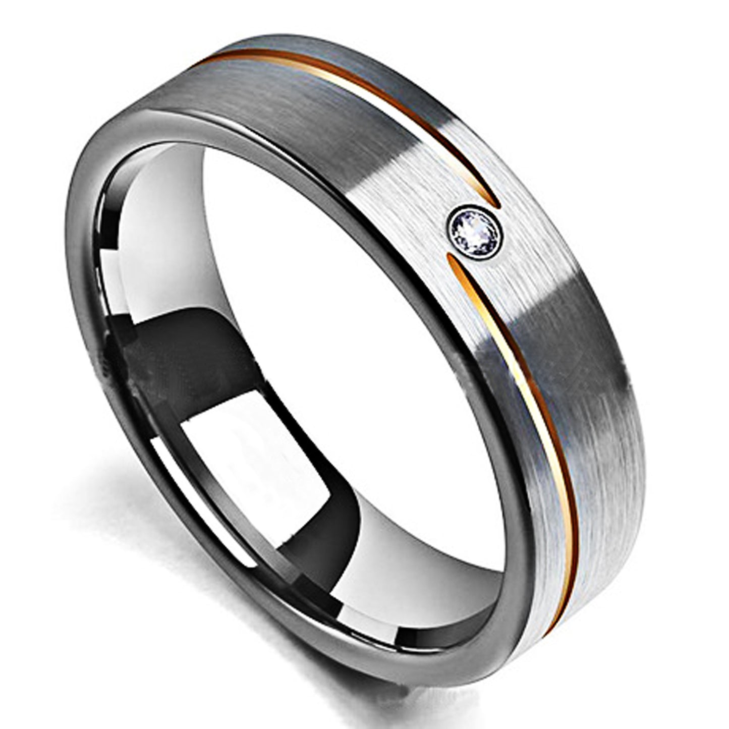 Engravable Two Tone Mens Wedding Band