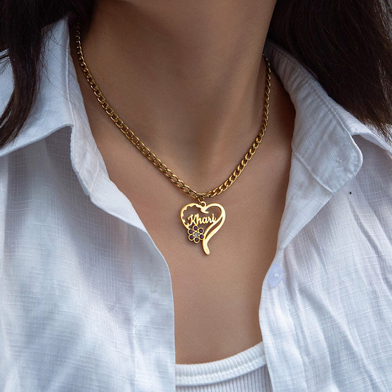 Thick Chain Heart Personal Name Necklace