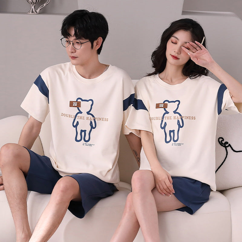 Matching Cotton Summer Sleepwear Set for Couples