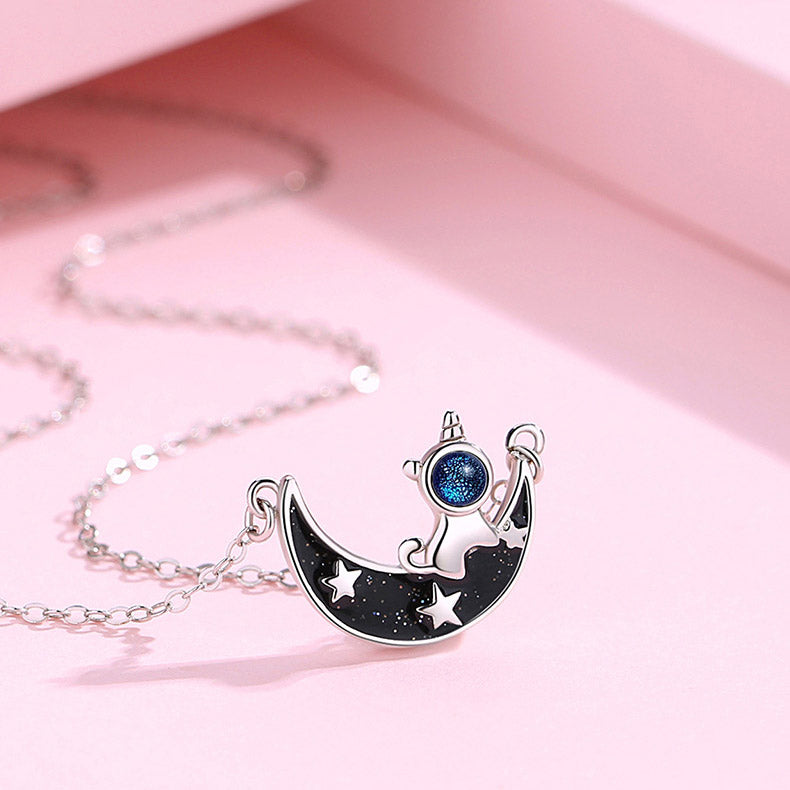 Cute Matching Moon Friendship Necklaces Set