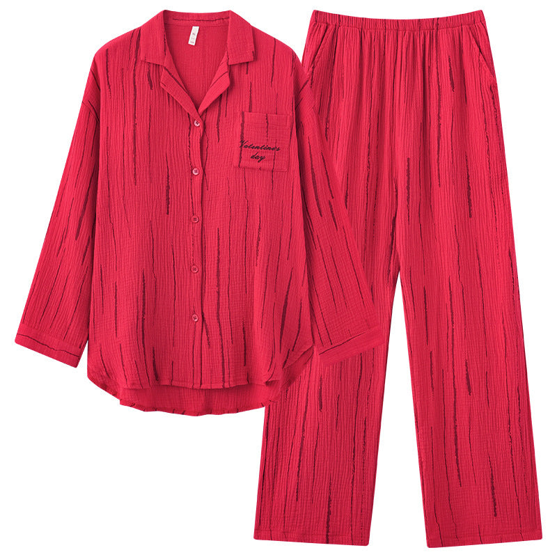 Red Christmas Pajamas Set for Couples - A-grade Cotton