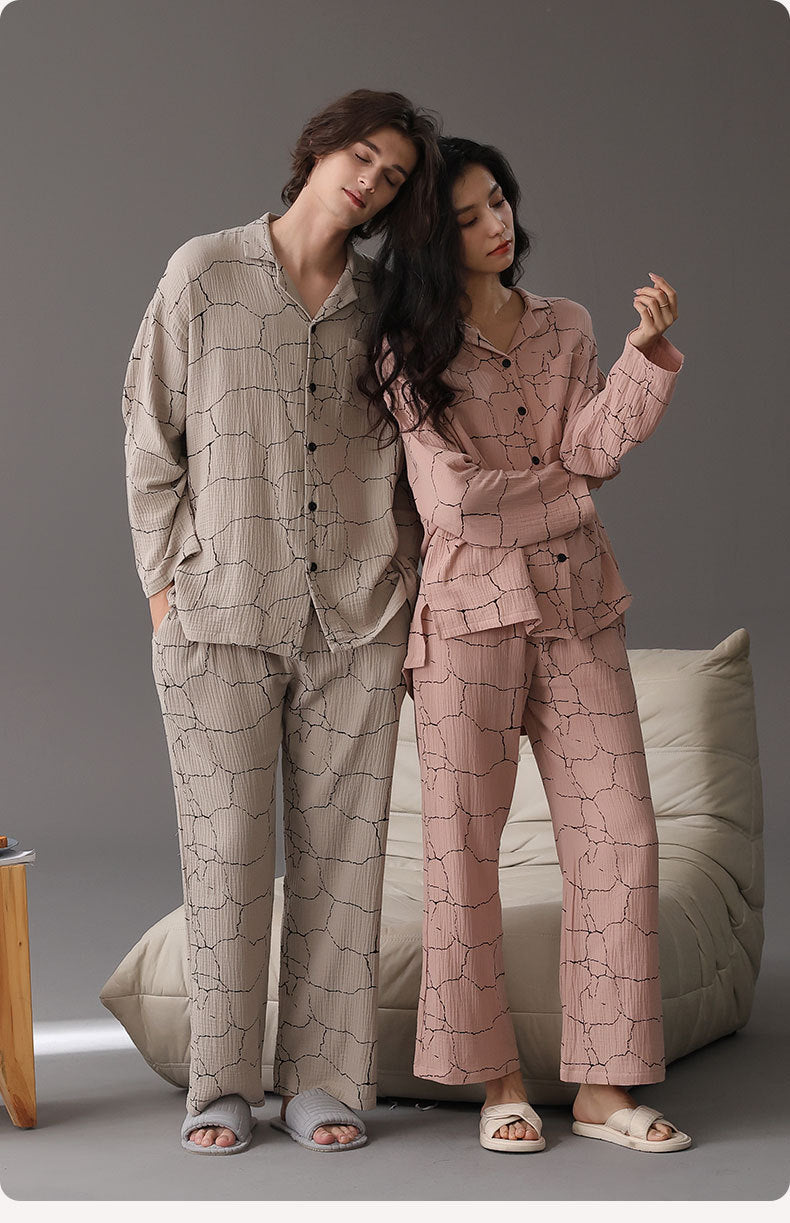 100% Cotton Matching Comfortable Couples Pajamas Set