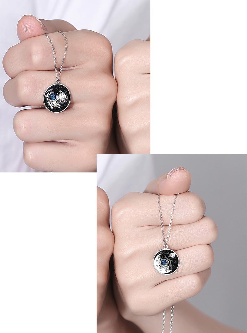 Personalized Couple Necklaces Set for Space Fans