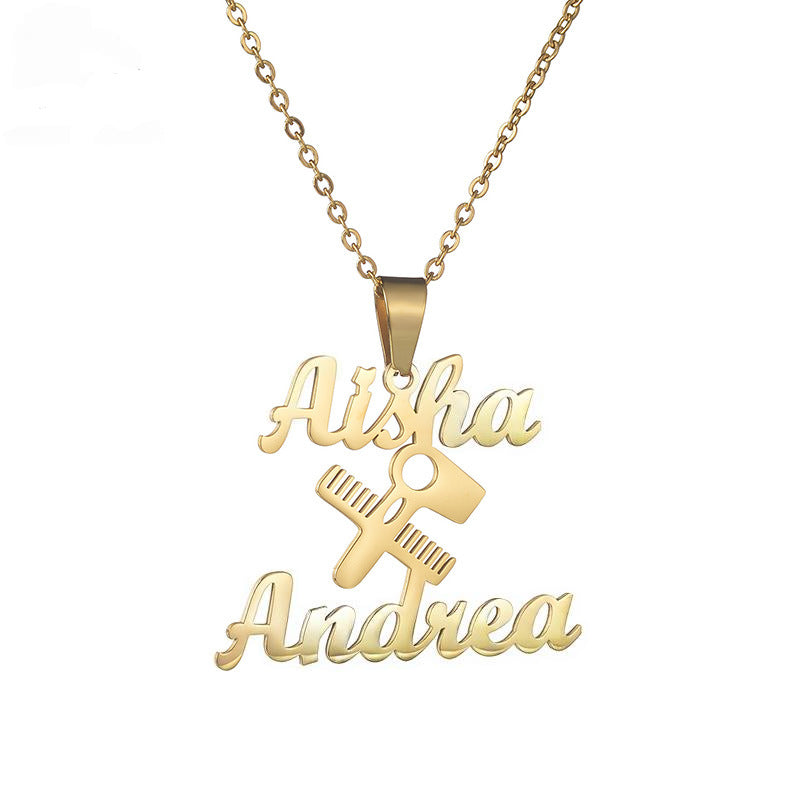 Personalized Hairdresser Couples Name Necklace