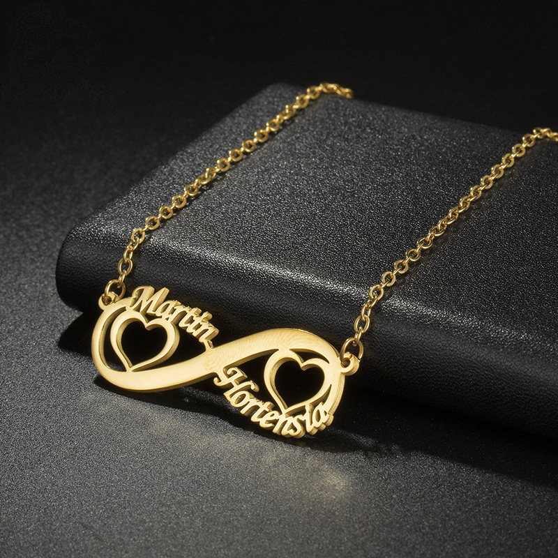 Infinity Shaped Personal Couples Name Necklace