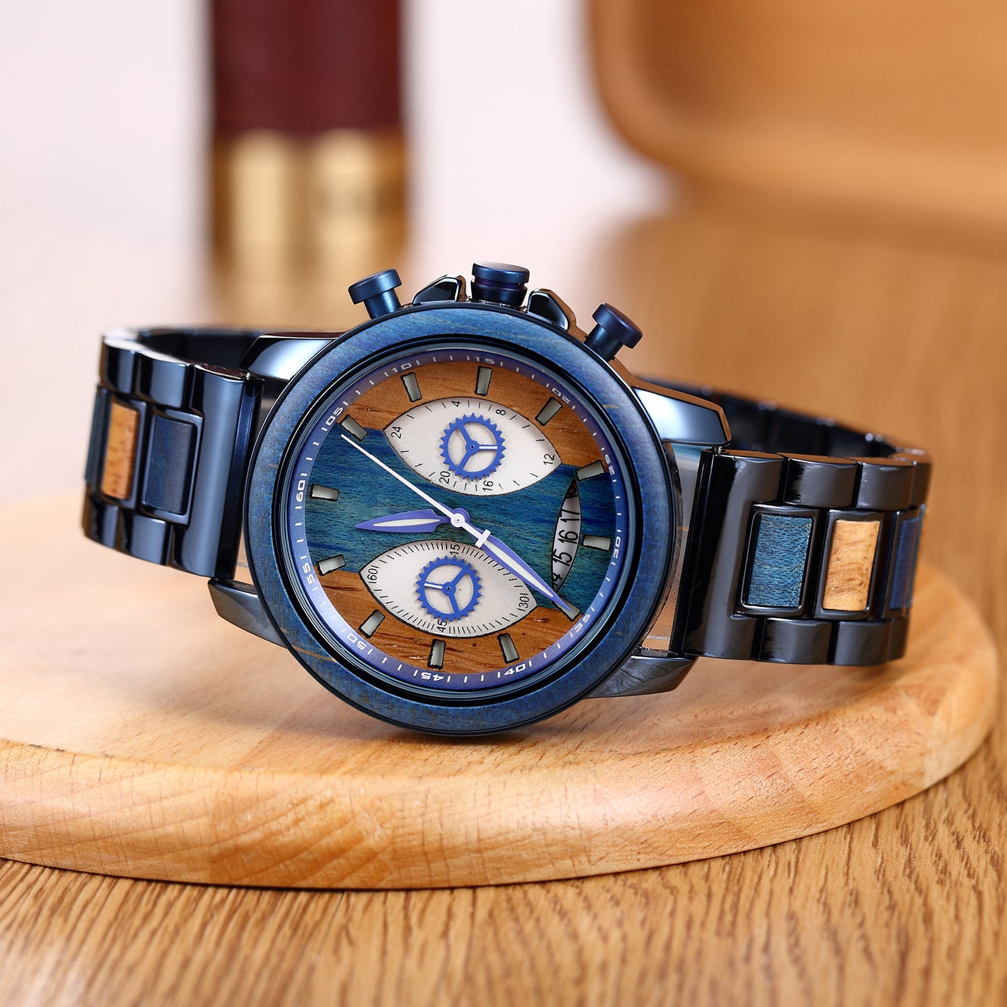 Mens Wooden Multifunctional Watch