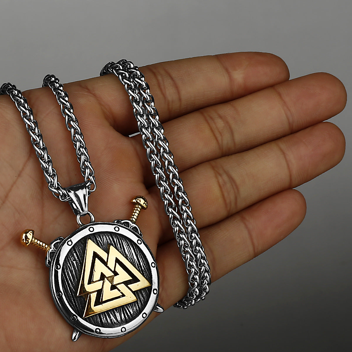 Viking Rune Style Sword Mens Chain Necklace