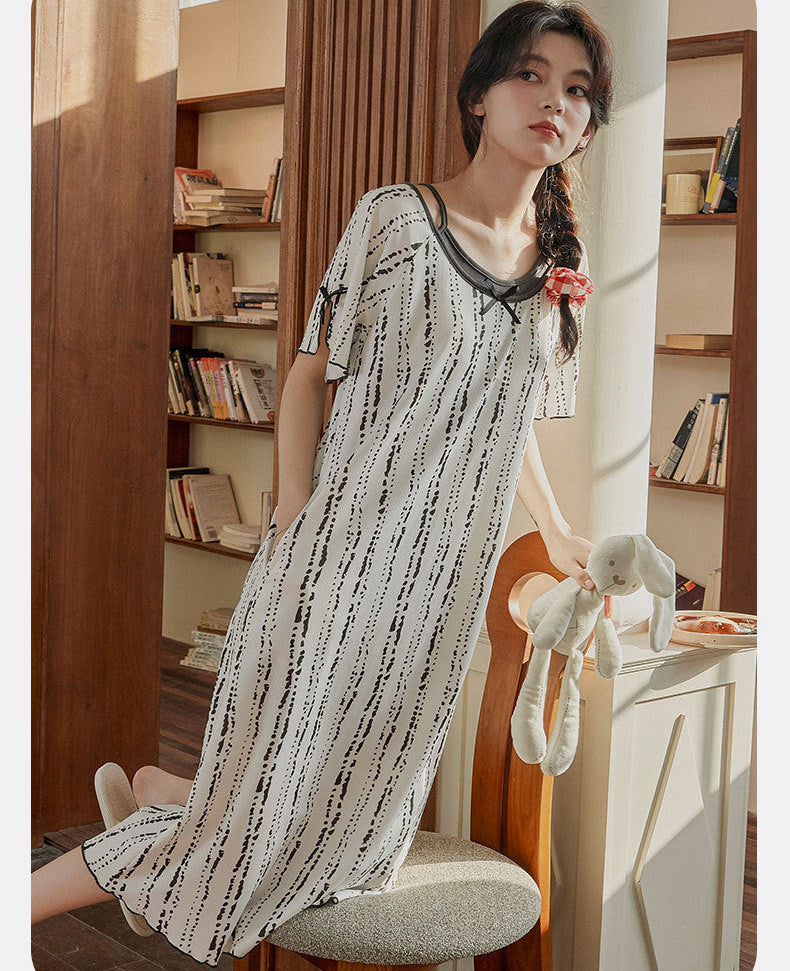 2-Piece Breast Pad Nightgown Set Organic Cotton