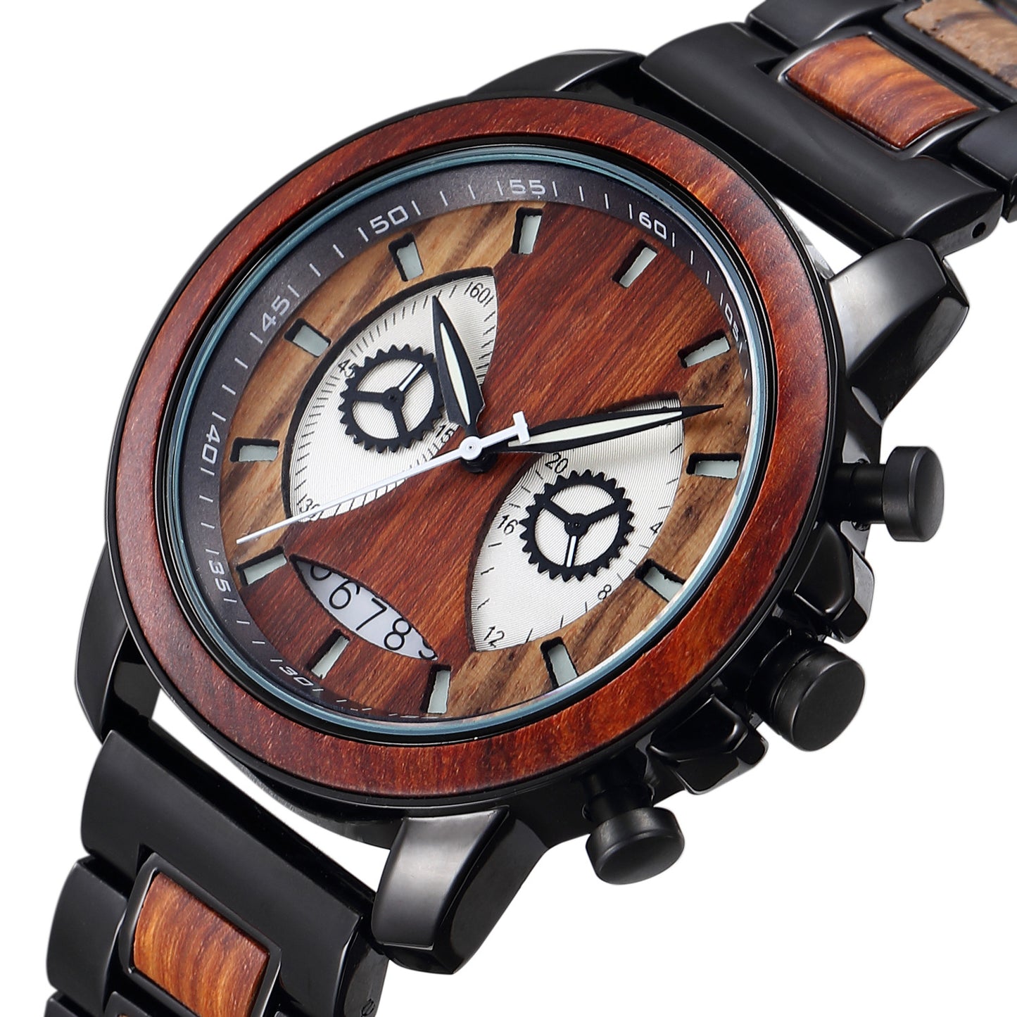 Mens Wooden Multifunctional Watch