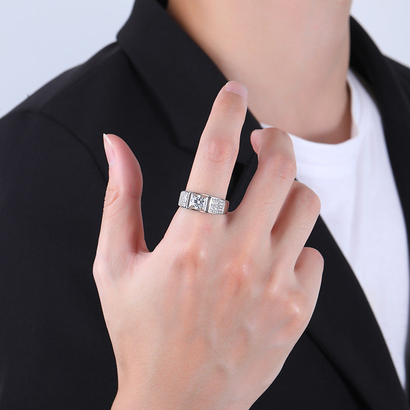 Custom 1 Carat Moissanite Wedding Ring for Men