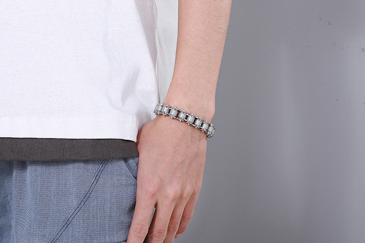 Custom Name Initials Bike Chain Bracelet for Men
