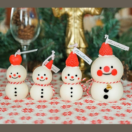 Set of 4 Snowman Scented Candle Christmas Gift