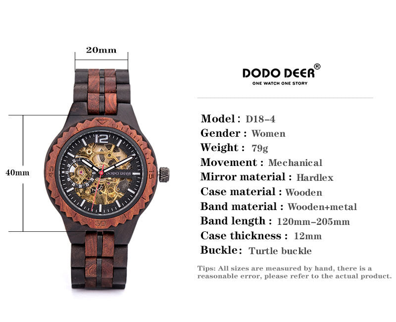 Engraved Skeleton Wood Couple Watch Set