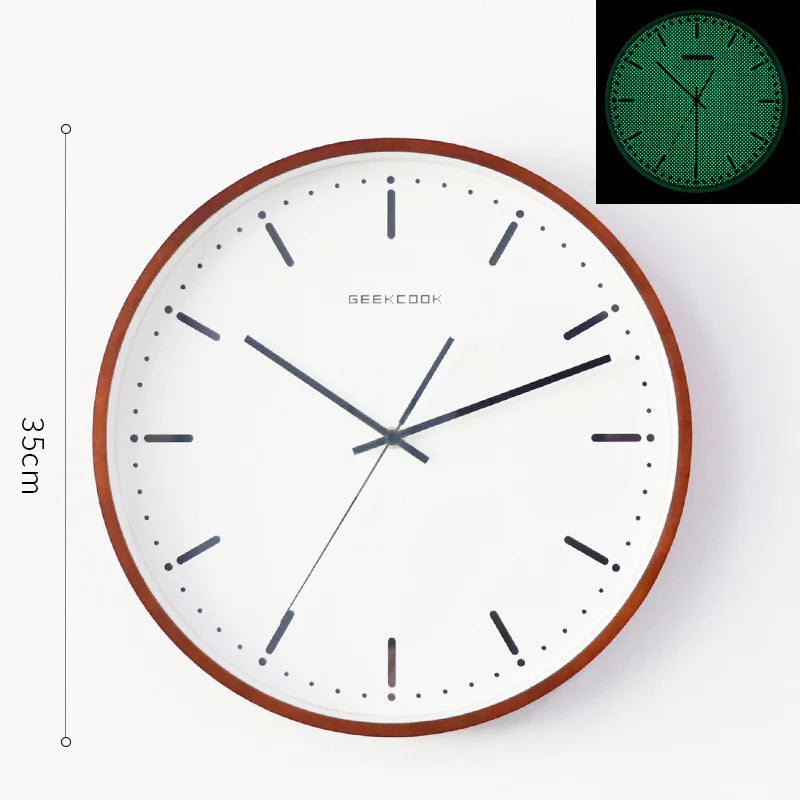 Minimalist Night-Glow Silent Wall Clock — 12" Metal & Glass