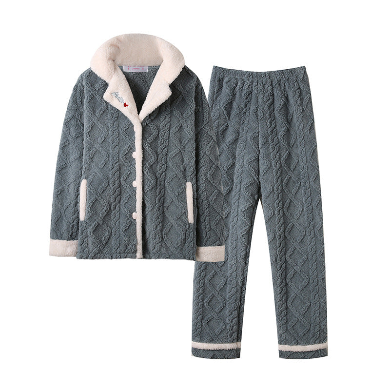 Matching Winter Sleepwear PJs Set for Couples Coral Fleece