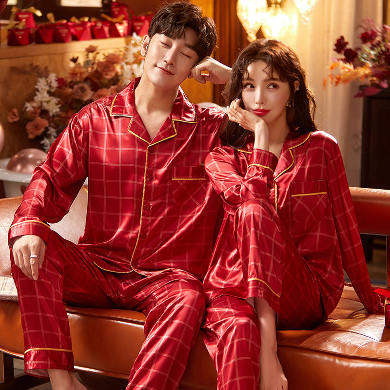 Red Silk Matching Pajamas for Newlyweds | Bride & Groom Set