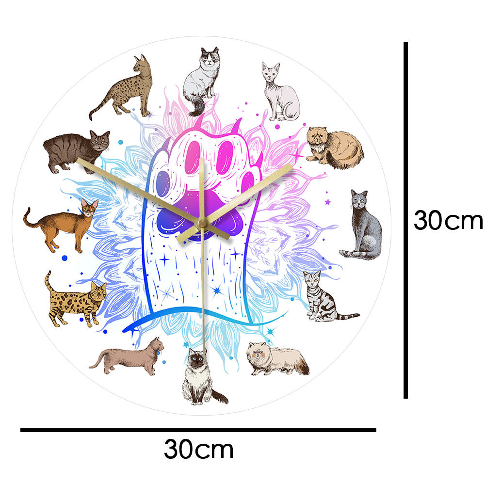 Wall Deco Silent Clock Gift for Cat Lovers