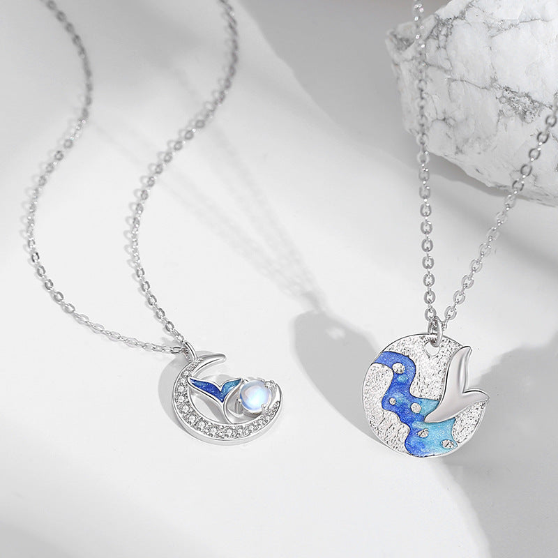Mermaid Moonstone Necklaces for Couples