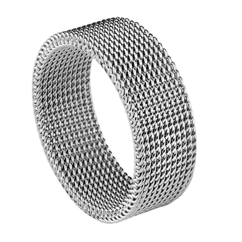 Mens Mesh Wedding Band Stainless Steel 8mm