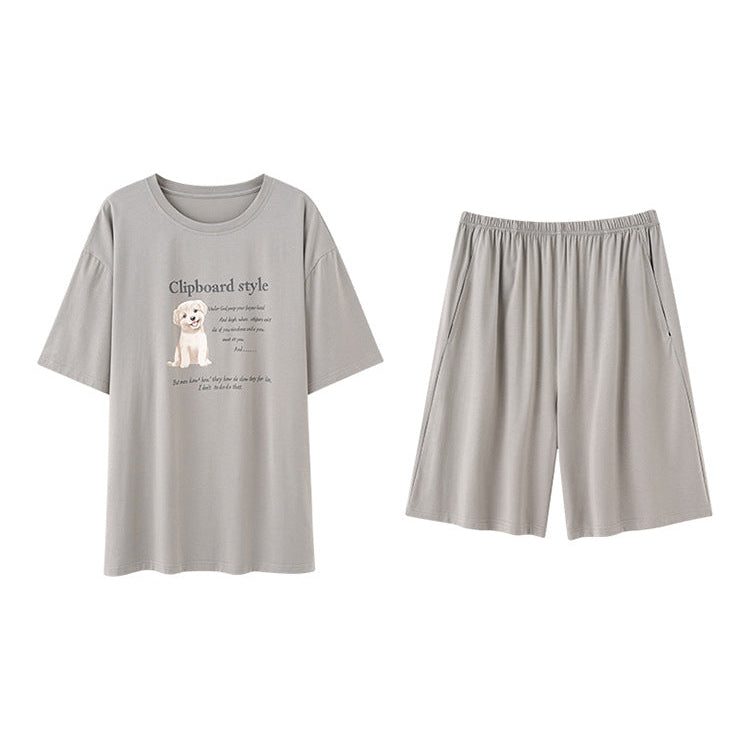 Cute Puppy Korean Style Couple Pajamas - Soft Modal