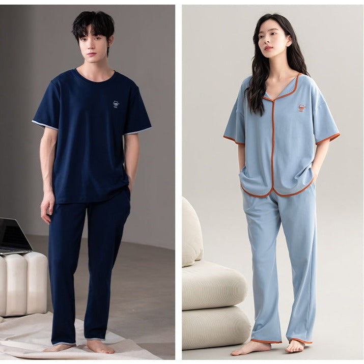 Short Sleeve Pajamas for Men and Women 100% Cotton