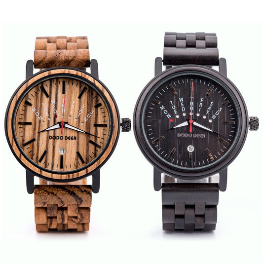 Matching Wood Couple Luminous Watch Set