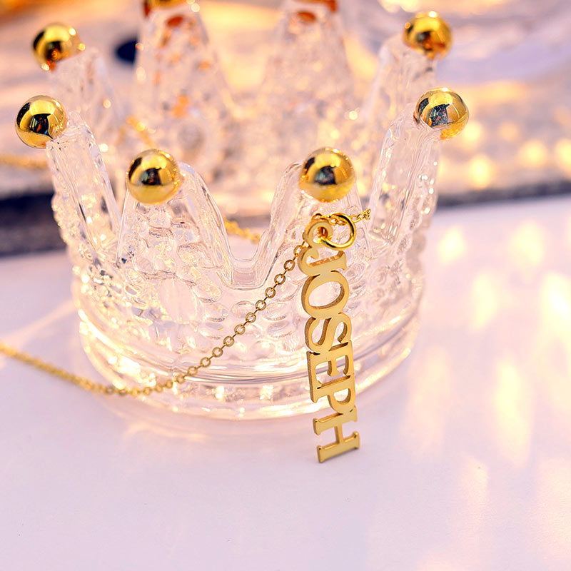 Custom Name Vertical Pendant Necklace