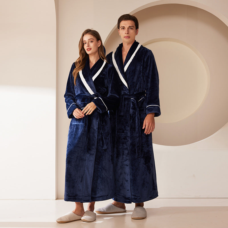Thickened Flannel Robe Nightgown Set for 2