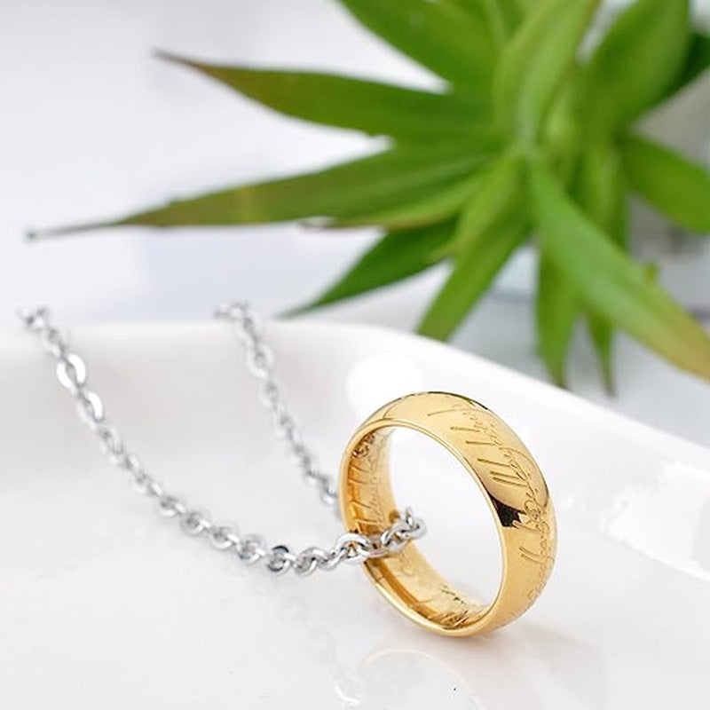 Custom Name Engravable Ring Pendant Necklace for Men