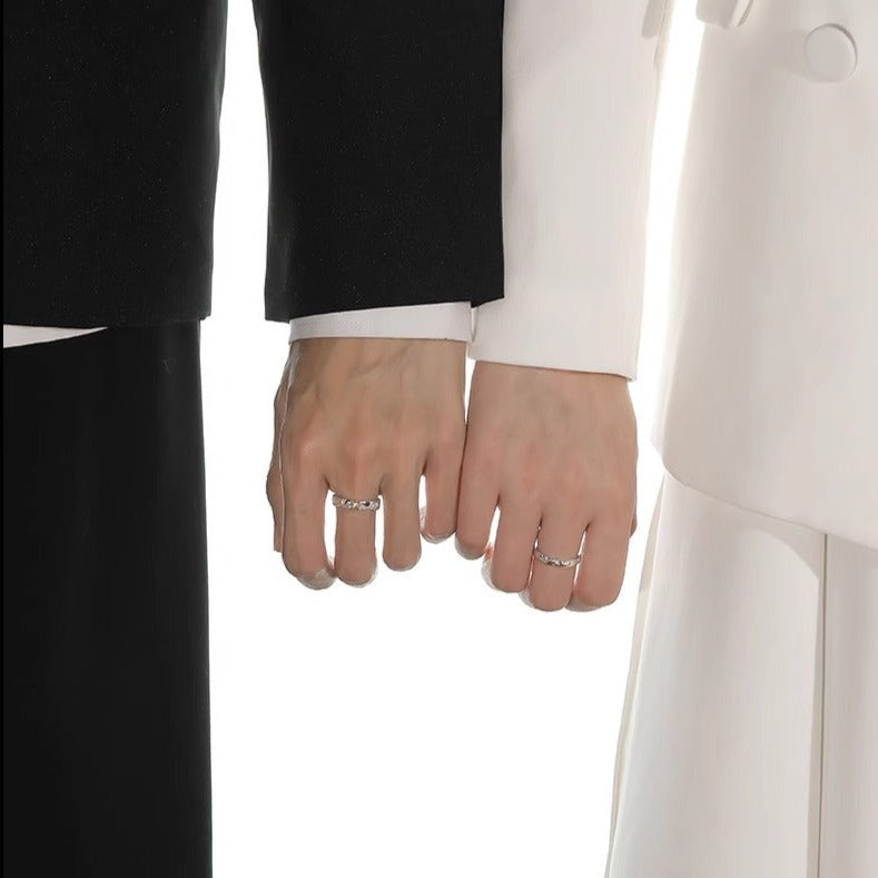 Sun and Moon Promise Rings - Adjustable Sterling Silver Set