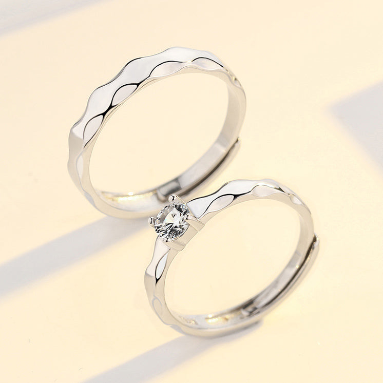 Matching Couples Promise Rings Sets with Engraving Adjustable Size