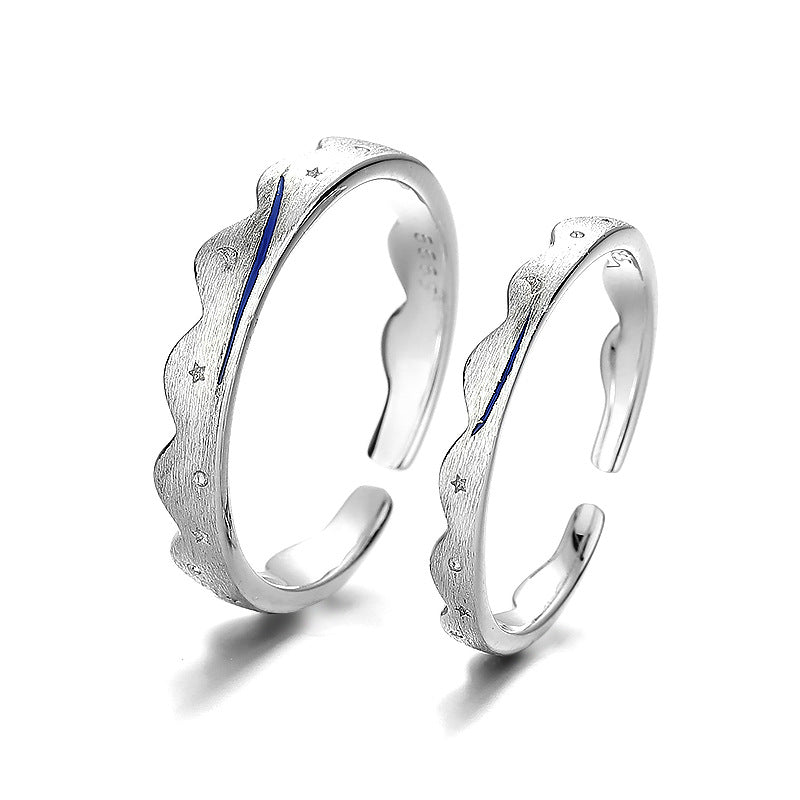 Engraved Matching Stars Promise Rings for Couples