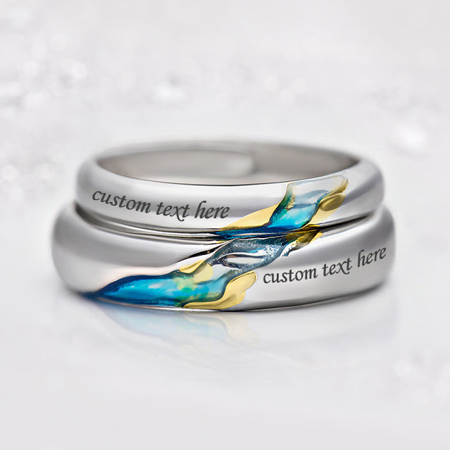Couple Ring Set Male And Female Matching Rings Branch Leaf