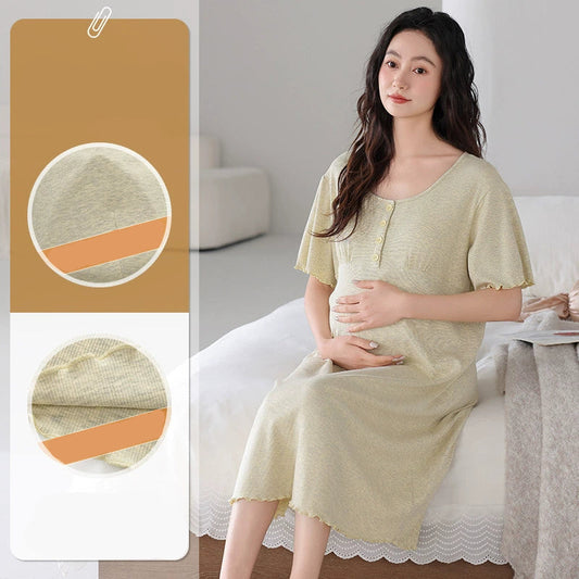 Padded Bra Long Shirt Maternity Sleepwear