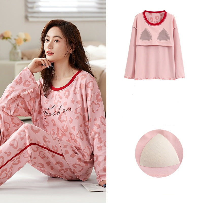 Women Pajamas Set Loungewear Dress Padded Bra – Gullei