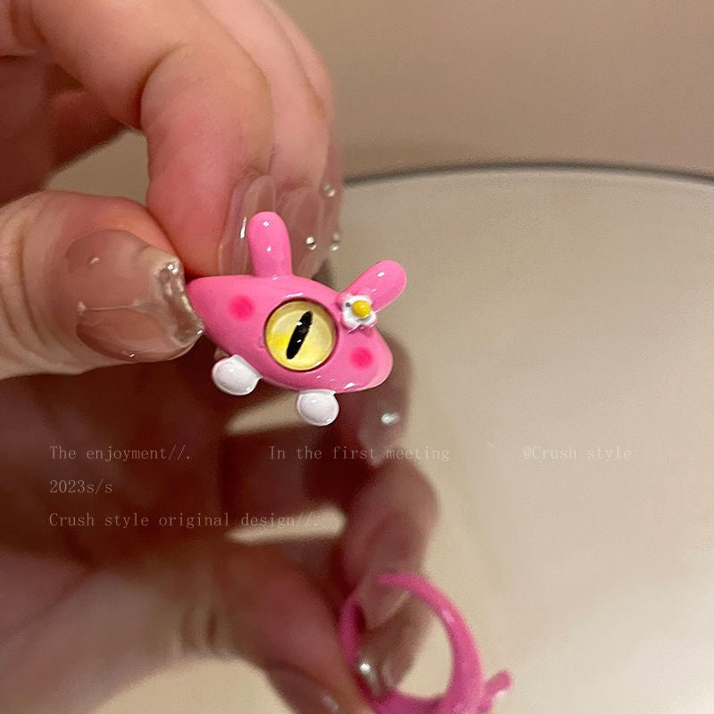 Funny Cartoon Monster Kitten Ring Gift for Girls