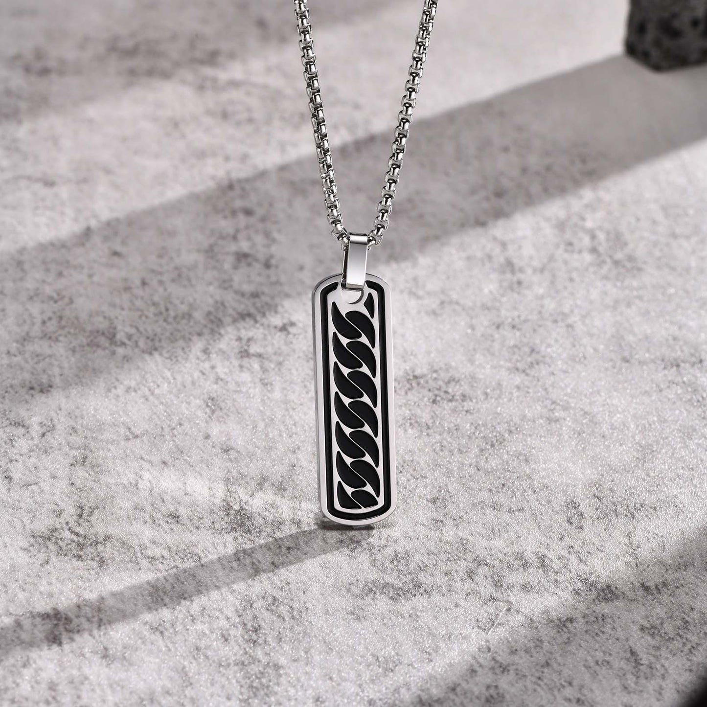 Engravable Bar Pendant Necklace for Men