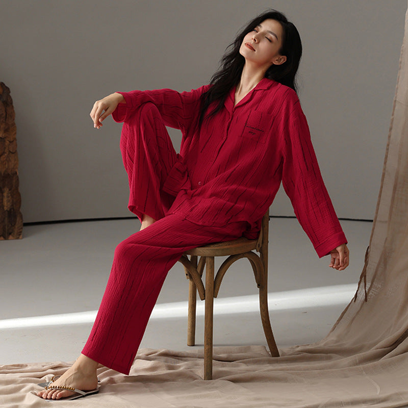 Red Christmas Pajamas Set for Couples - A-grade Cotton