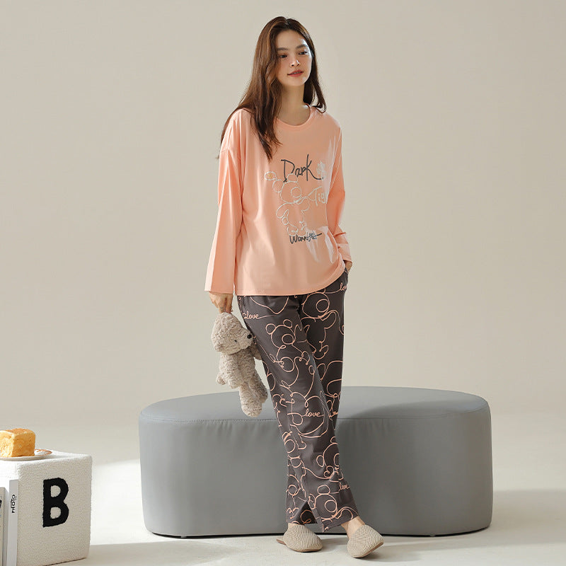4-Piece Bear Pattern Couples PJs/Loungewear Set