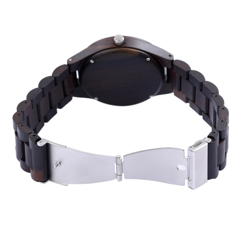 Engraved Wooden Mens Analog Watch