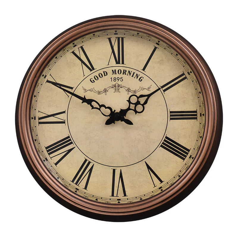 Rustic Tapestry of Time – Antique-Style Nordic Silent Wall Clock (13")
