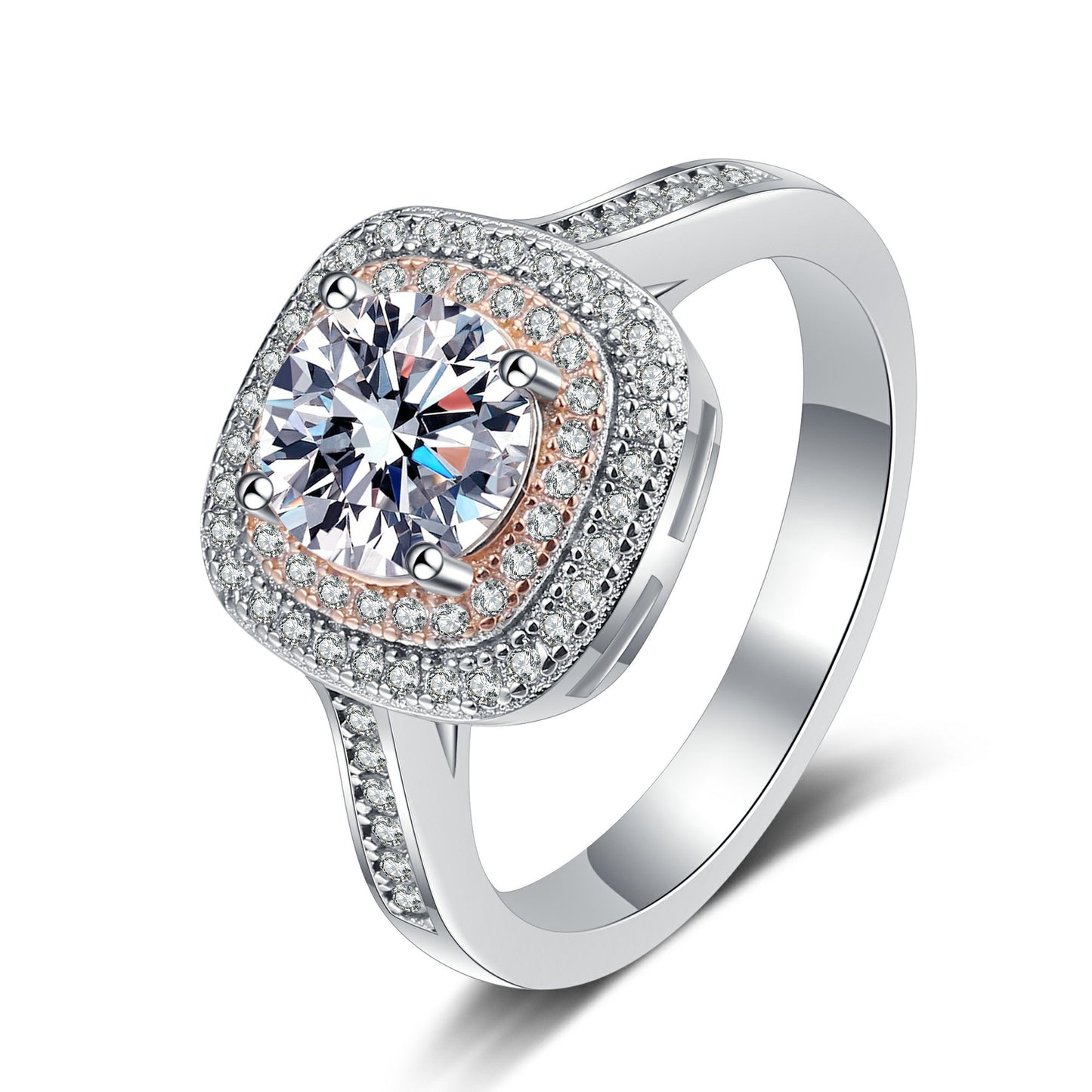 1 Carat Double Halo Moissanite Ring Gift for Her