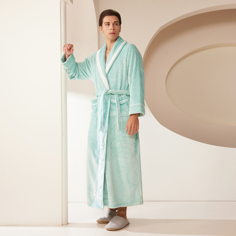 Thickened Flannel Robe Nightgown Set for 2
