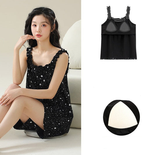 Pure Cotton Padded Bra Nightwear Summer