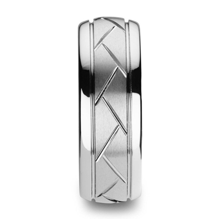 Personalized Brushed Mens Wedding Band Matte Finish