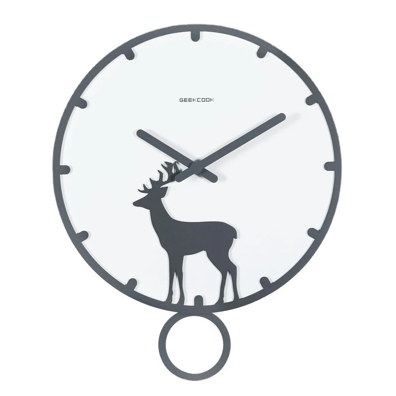 Deer Silhouette Pendulum Silent Wall Clock (13.8")