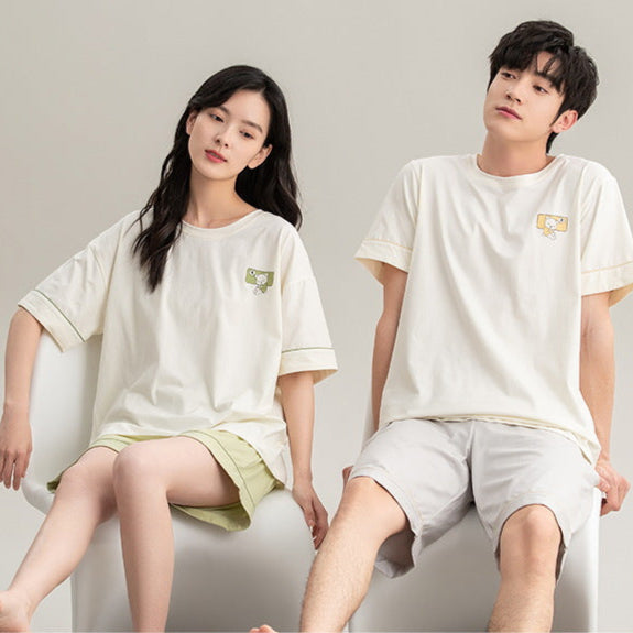 Matching Summer Couple Pajamas - Anti-bacterial 100% Cotton