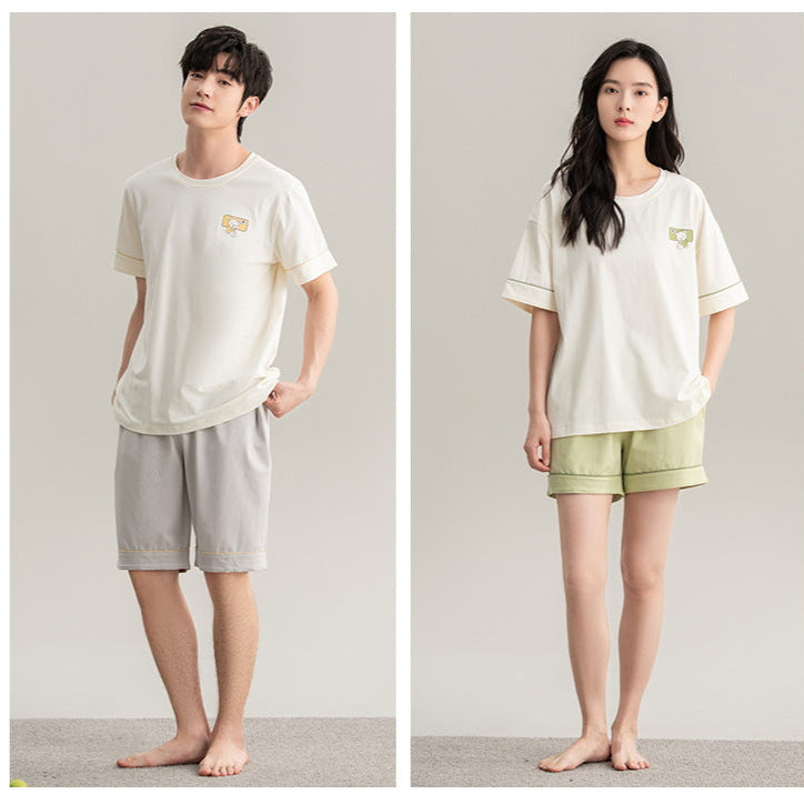 Matching Summer Couple Pajamas - Anti-bacterial 100% Cotton