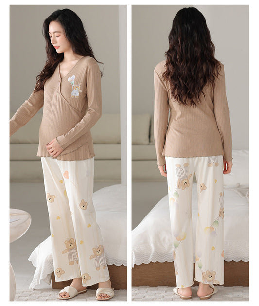 Maternity Sleepwear Lounge Set with Nursing Access