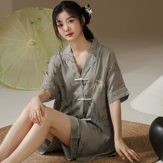 Asian Style Short Pajamas Premium Polyester